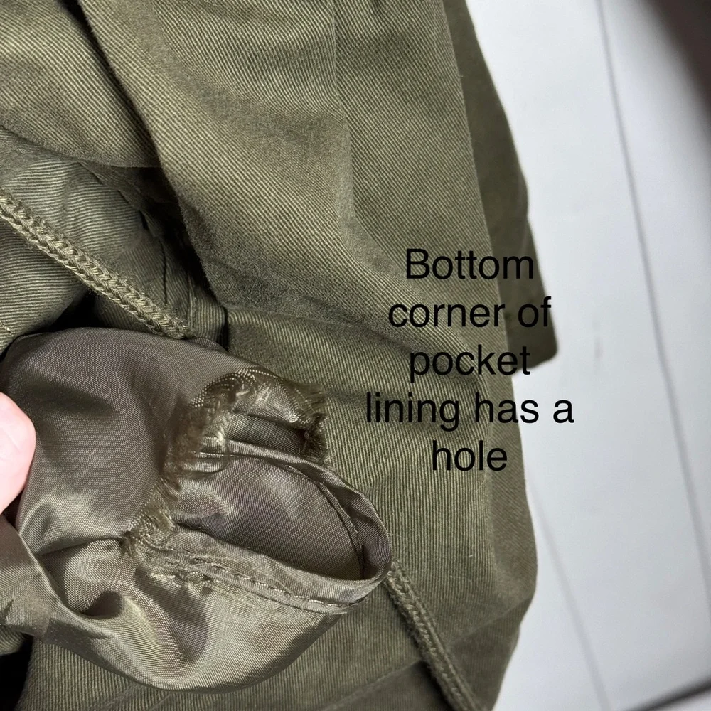 I.B. Diffusion Army‎ Green Cotton Military Jacket Faux Leather Sleeves Grunge 4X - Picture 3 of 5